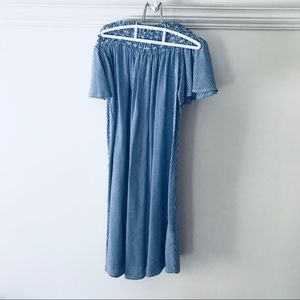 Blue and White striped off the shoulder dress